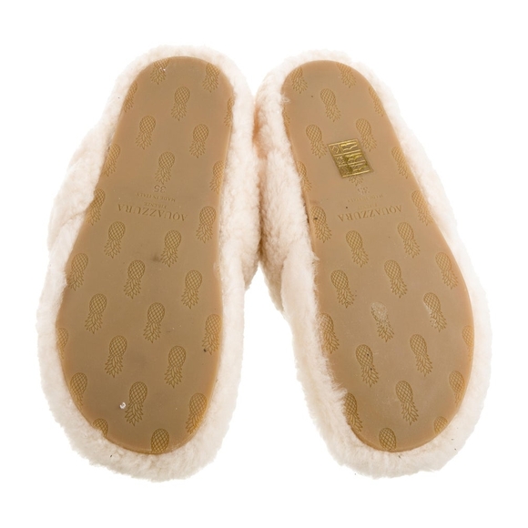 Aquazzura Cream Shearling Slippers - Picture 5 of 5